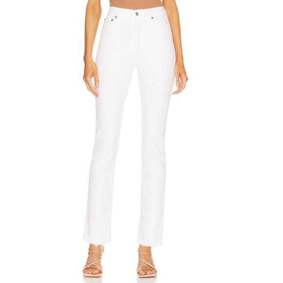 AGOLDE  Riley Long High Rise Straight Jeans - NWT - Size 30 White/Sour Cream - Picture 1 of 4